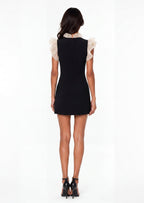 Mason Ruffled V Neck Mini Dress In Black