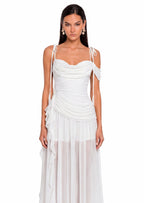 Gainell Off Shoulder Midi Dress In White