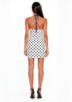 Qasim Polka Dot Halter Slip Mini Dress