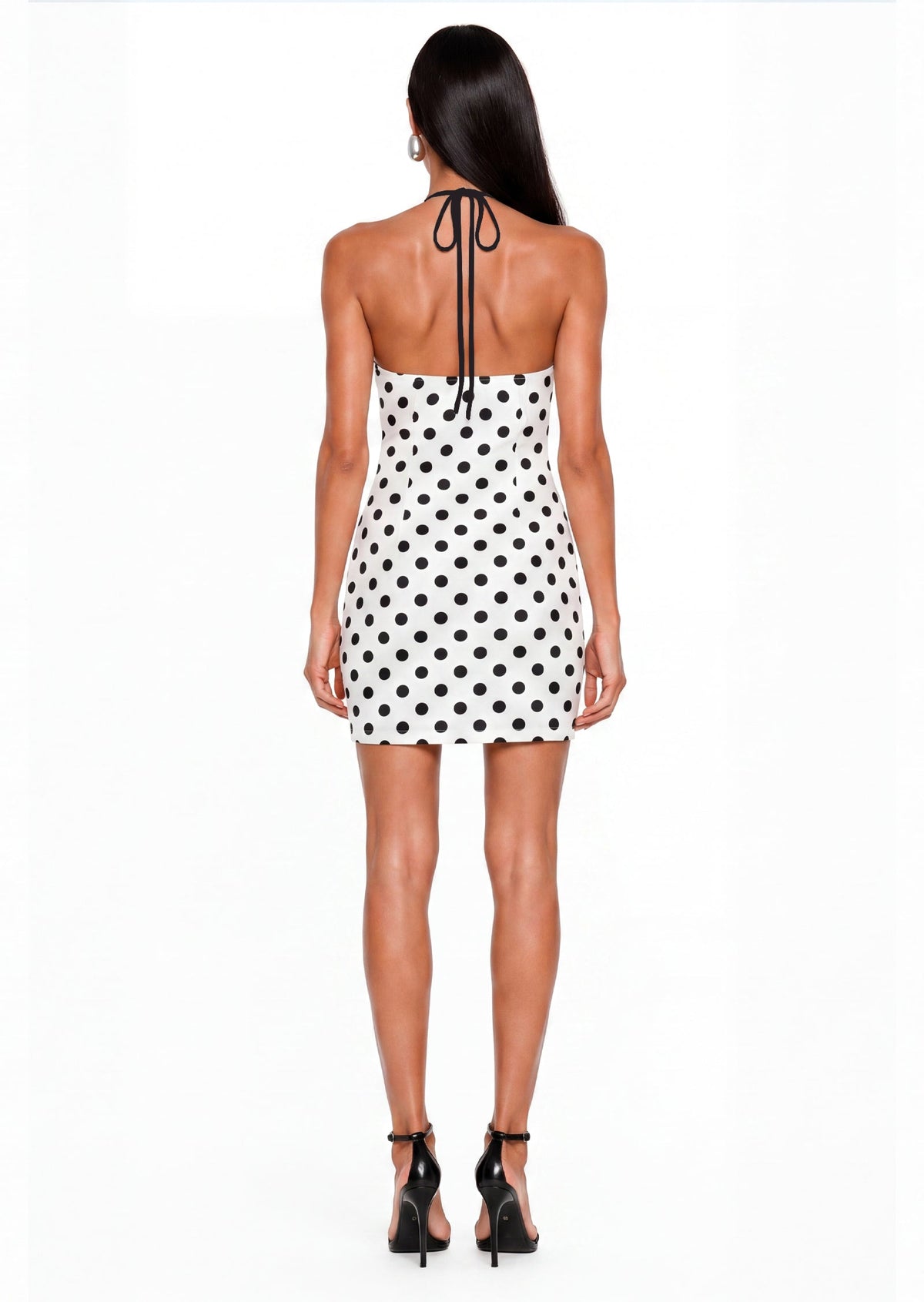 Qasim Polka Dot Halter Slip Mini Dress
