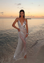 Archiwa V Neck Sequined Maxi Dress