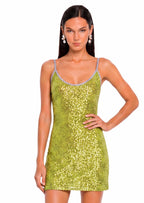 Oburu Sequined Mini Dress In Green