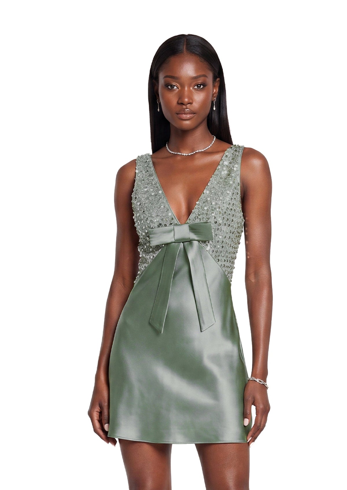 Vajra Sequined Satin Mini Dress