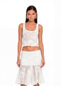 Zabel Mini Skirt Two Piece Set In White