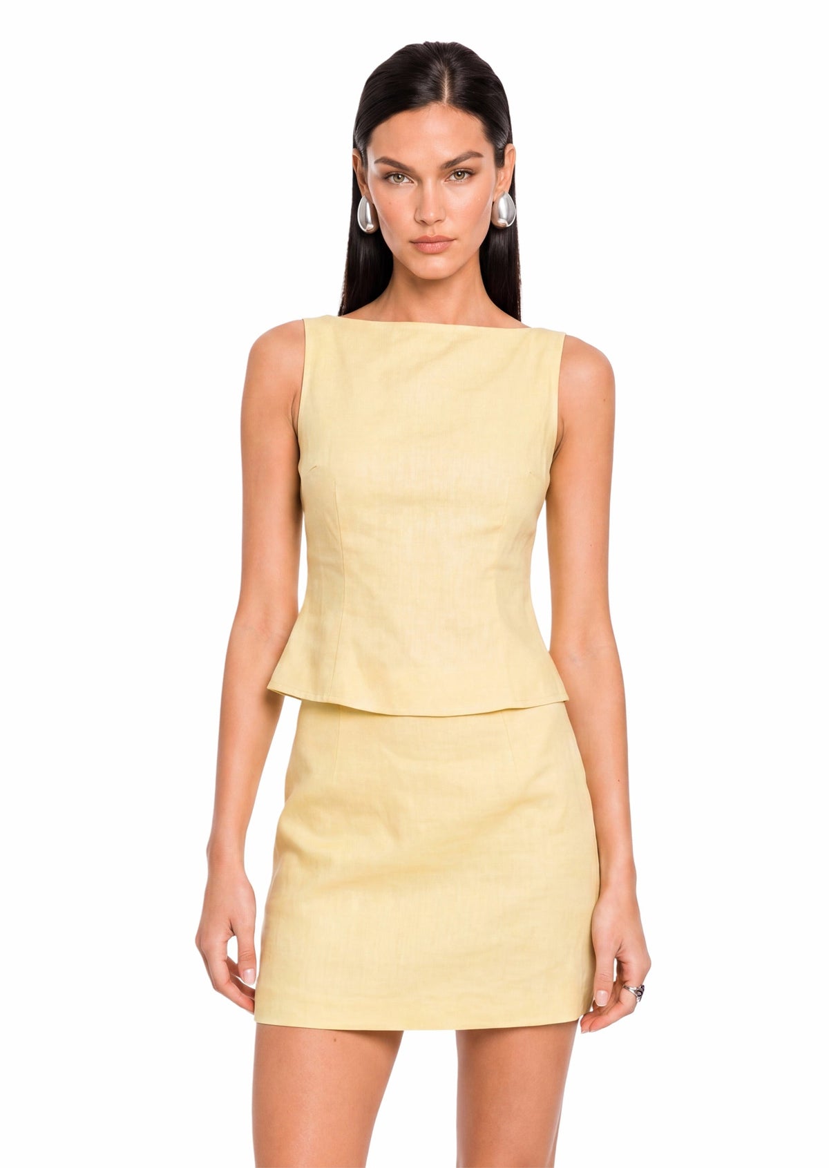 Maceo Mini Skirt Two Piece Set In Lemon Yellow