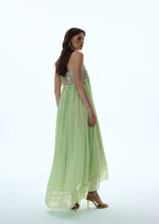 Vallea Chiffon Maxi Dress In Green
