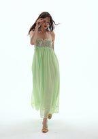 Vallea Chiffon Maxi Dress In Green