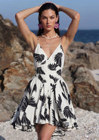 Margot Pleated Printed Mini Dress