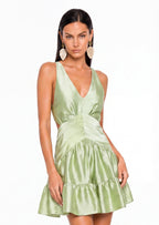 Padilla Tie Back Mini Dress In Green