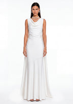 Solid Satin Flared Maxi Dress