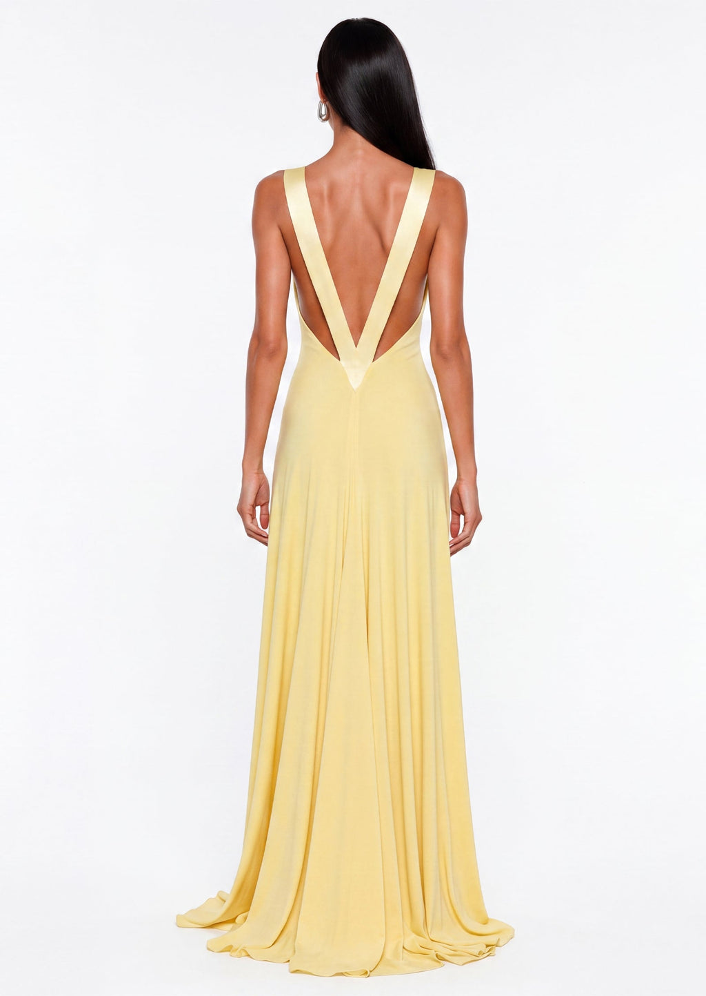 Deep V Neck Sleeveless Maxi Dress In Yellow