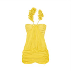 Karalyn Draped Mini Dress With Detachable Floral Chain